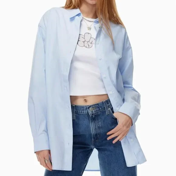 Sunday Best light blue cotton oversized button-up FUTURE shirt from Aritzia - Picture 8 of 9